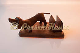 Візитниця на підставці зі скульптурою Собаки Такса