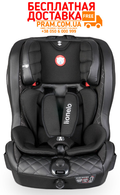 Автокрісло групи 1-2-3 (9-36 кг) Lionelo Jasper Екошкіра Black Чорний