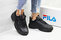 Жіночі зимові кросівки Fila,чорні,на хутрі 41р, фото 2