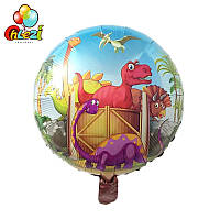 Фольгированный воздушный шар " Динозавры " диаметр 45 см.