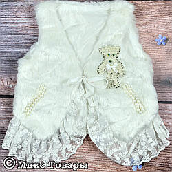 Дитяча біла жилетка з штучного хутра Розміри: 2,3,4 року (3878)