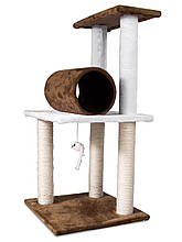 Кігтеточка "Ігровий майданчик" коричнево-білий Pethaus, 41 x 41 x 84 см;