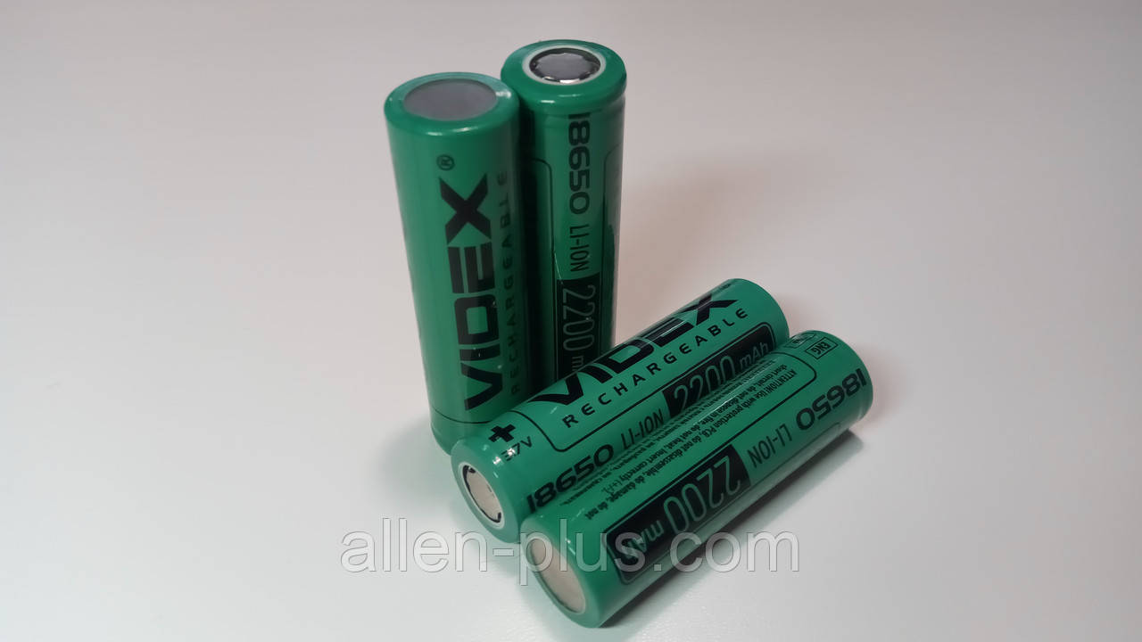Акумулятор Videx Li-Ion 18650 (без захисту) 2200mAh (струм 6А)