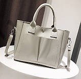 Жіноча сумка велика чорна з екошкіри, фото 3