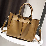 Жіноча сумка велика чорна з екошкіри, фото 2