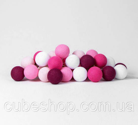 Тайська LED-гірлянда "Pink" (20 кульок) на батарейках