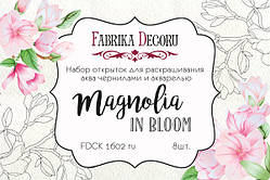 Набір листівок для розфарбовування аква чорнилом "Magnolia in bloom"