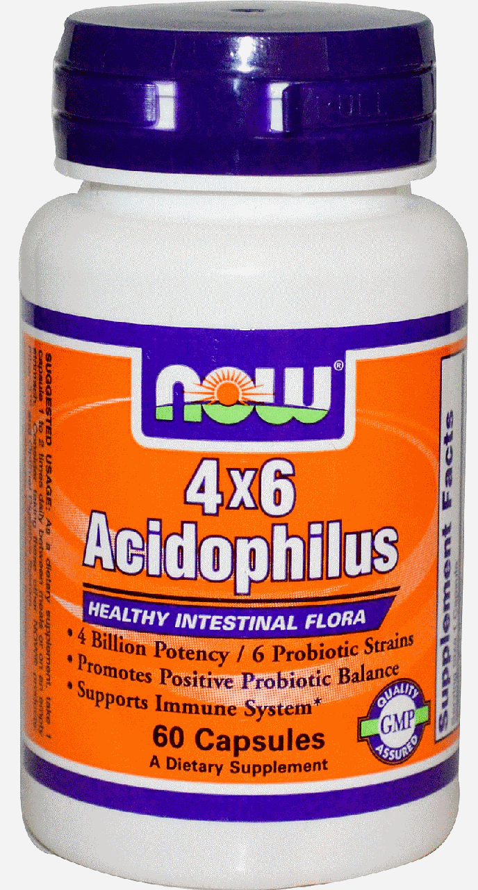 Пробіотик Ацидофілус Now Foods Acidophilus 4 X 6 Powder Caps 60, фото 1