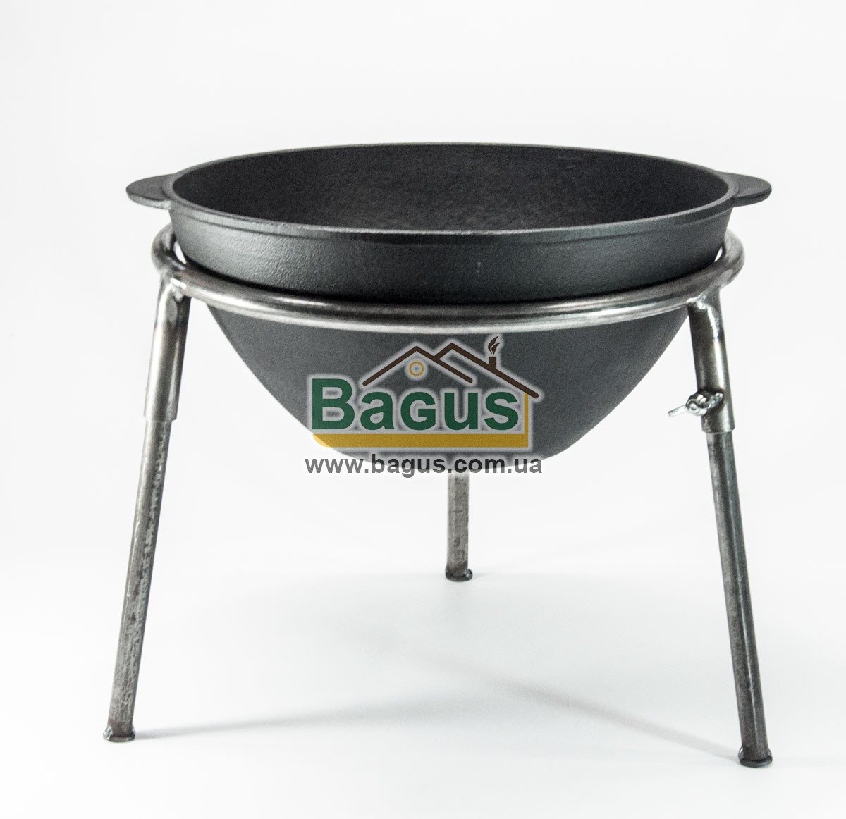 Казан чавунний 5,5 л 30 см азійський для плову WOK без кришки з триногою Еколіт 3017КВ-1