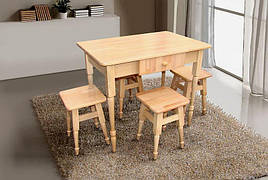 Комлект обідній кухонний стіл 4 табурета з натурального дерева Смарт Мікс Меблі