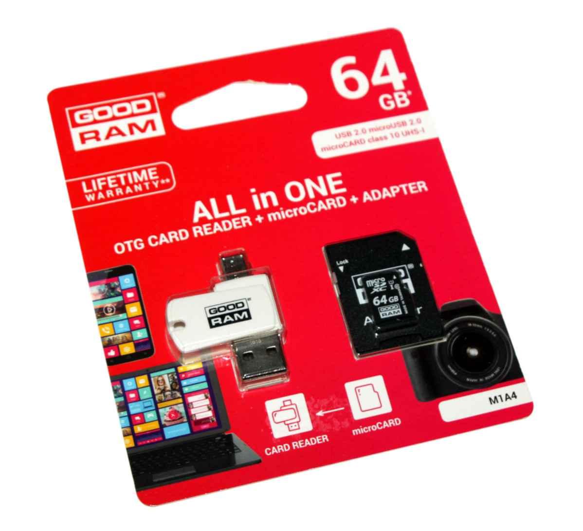 Карта пам`яті microSD GoodRam 64Gb class 10 UHS-1+ OTG Card Reader