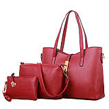 Набір жіночих сумок білий 3в1 з екошкіри, фото 3