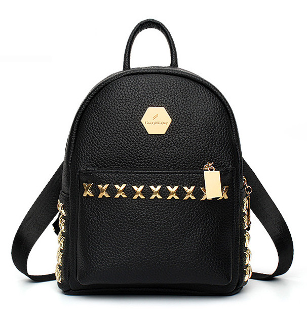 Рюкзак жіночий міні для дівчат з екошкіри (чорний), фото 1