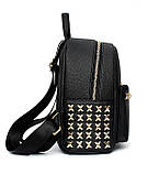 Рюкзак жіночий міні для дівчат з екошкіри (чорний), фото 6