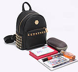 Рюкзак жіночий міні для дівчат з екошкіри (чорний), фото 7