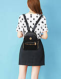 Рюкзак жіночий міні для дівчат з екошкіри (чорний), фото 4