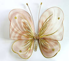 Декоративний метелик великий для штор і тюлей бежева смугаста 