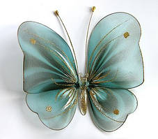 Декоративний Метелик для штор і тюлей велика блакитна смугаста