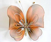 Декоративний метелик великий для штор і тюлей чорно-руда
