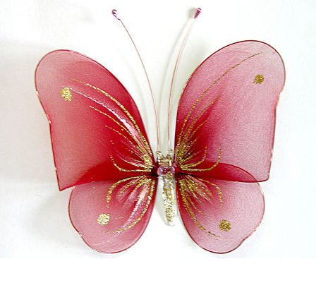 Декоративний метелик для штор і тюлів великий червоний, розмір: 20*18 см