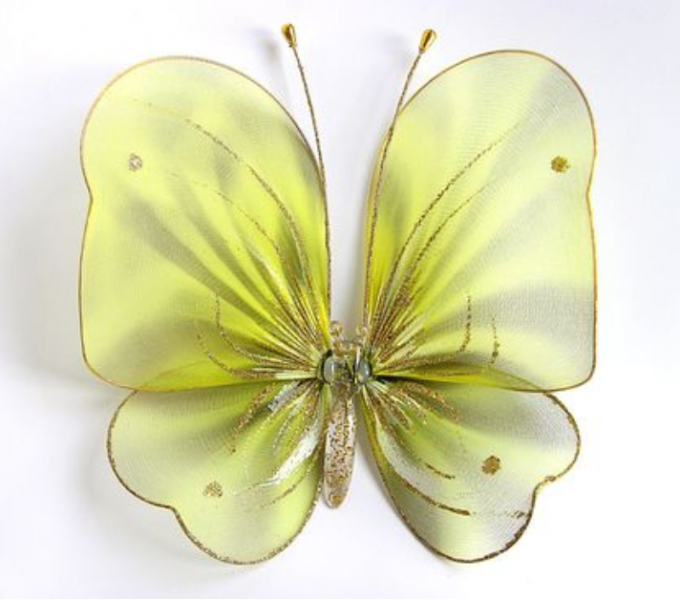 Декоративная бабочка для штор и тюлей большая полосатая желтая - фото 1 - id-p62217905