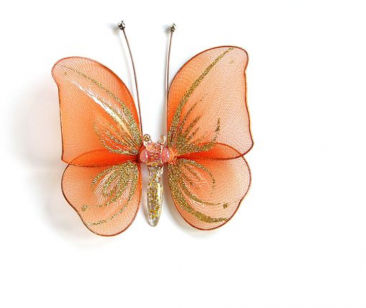 Декоративная бабочка маленькая для штор и тюлей аксессуары Морковная - фото 1 - id-p62218150