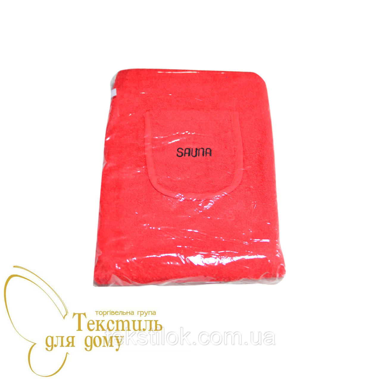 Парео для сауни жіноче + капюшон, 70*140, червоний, фото 1