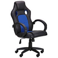 Ігрове крісло Chase каркас пластик механізм Tilt шкірозамінник чорний, спинка сітка синя (AMF-ТМ)