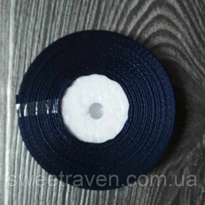 Атласна стрічка Темно-синя 9 мм 35 м, фото 1