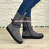 Замшеві черевики жіночі на товстій підошві, декоровані ремінцями, фото 3