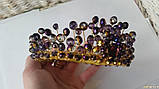 Корона Фіолетова кришталева Тіара Фіолетова Діадема кришталева ручна робота, фото 7