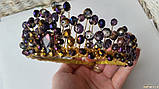 Корона Фіолетова кришталева Тіара Фіолетова Діадема кришталева ручна робота, фото 5