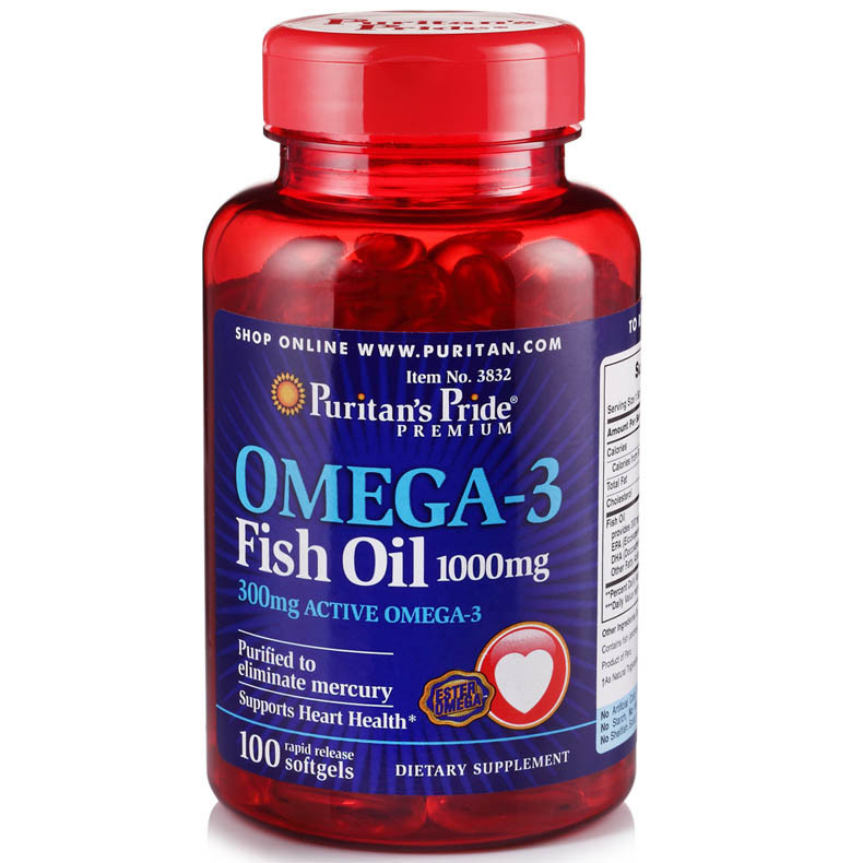 Puritan's Pride Omega 3 Fish Oil 1000 mg, Риб'ячий Жир (100 капсул.)