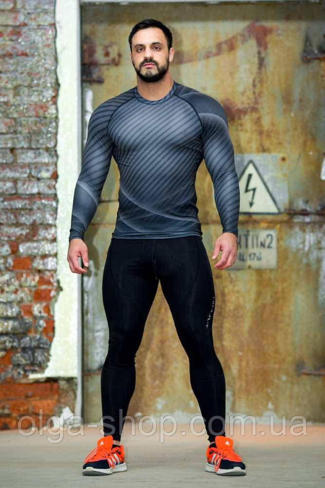 Рашгард чоловічий + Totalfit RM319 XXL Сірий з чорним, фото 1