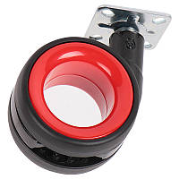 Ролик пластиковий із майданчиком Ferro Fiori R 10030 d = 75, навантаження 50 кг хром ⁇ чорний + червоний