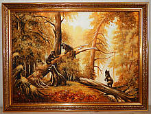 Картина з бурштину. Ранок у сосновому лісі (Ведмеді)