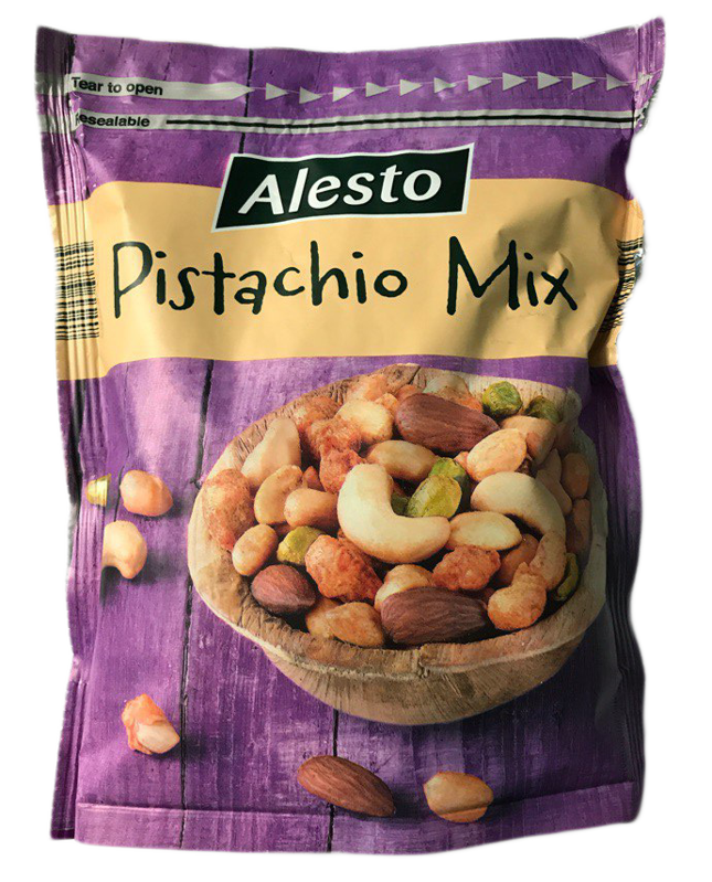 Суміш горіхів Alesto Pistachio Mix (очищена фісташка, арахіс у клярі з перцю, кеш'ю, мигдаль), 200 г.