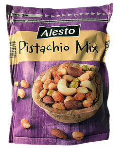 Суміш горіхів Alesto Pistachio Mix (очищена фісташка, арахіс у клярі з перцю, кеш'ю, мигдаль), 200 г.