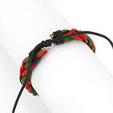 Плетений шкіряний браслет червоно-зелений Spikes, фото 3