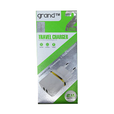 Мережеве зарядне Grand GH-C02 2USB 2.1 A + micro usb кабель, фото 3