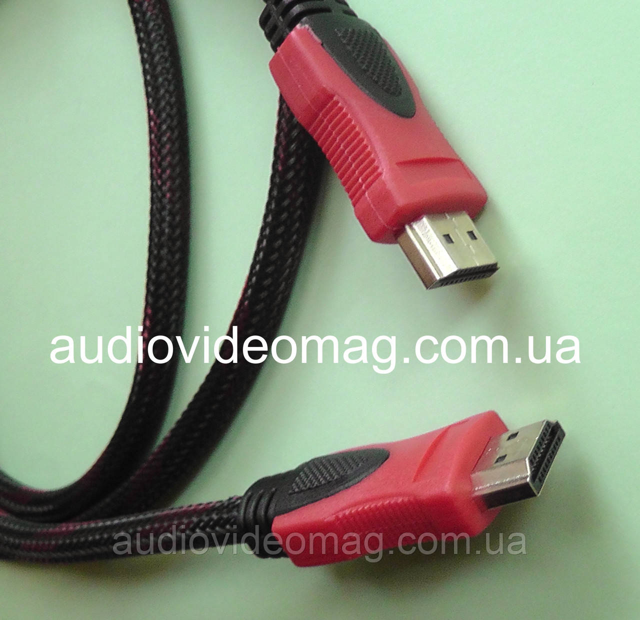 Кабель HDMI, ver. 1.4, довжина 1,5 метра, чорно-червоне обплетення, фото 1