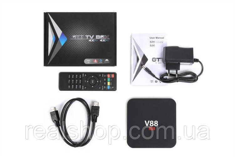 Мультимедійна приставка Jeferson V88 SMART TV BOX Android 1gb/8gb Привчальний пульт