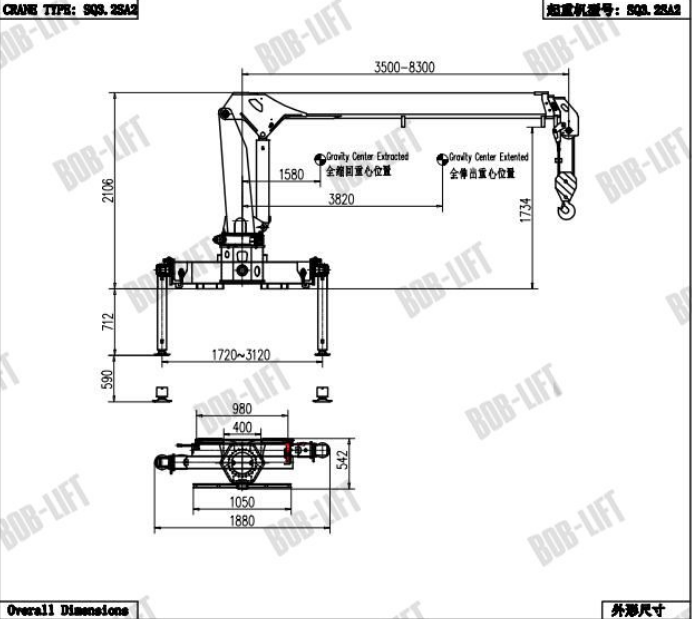 Кран-манипулятор с телескопической стрелой BOB-LIFT SQ3.2SA2 - фото 3 - id-p780780316