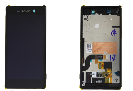 Дисплей (екран) для Sony E5603 Xperia M5 Dual Sim/E5633 + тачскрін, чорний, з передньою панеллю, оригінал