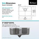 Кухонна мийка під стільницю Kraus KD1US25B 63x48, фото 3