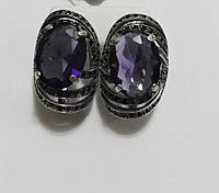 Серьги серебряные Величие с фиолетовым камнем