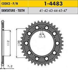 Мотозвезда SUNSTAR задня ланцюг 525 42 зубів 1-4483-42 HONDA CBF / YAMAHA R1 /HONDA VT 750/HONDA CB 600, фото 1