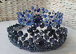 Корона синя блакитна з кришталевими намистинами діадема, фото 10
