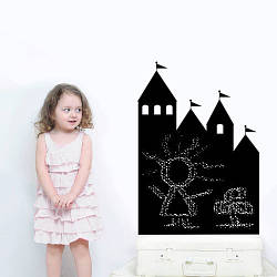 Крейдяна дошка наклейка Казковий замок (ПВХ наклейки, стікери декор самоклеюча плівка для написів) під крейду