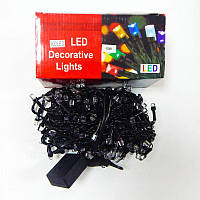 Гірлянда Нитка Кристал LED 300, теплий білий чорний дріт